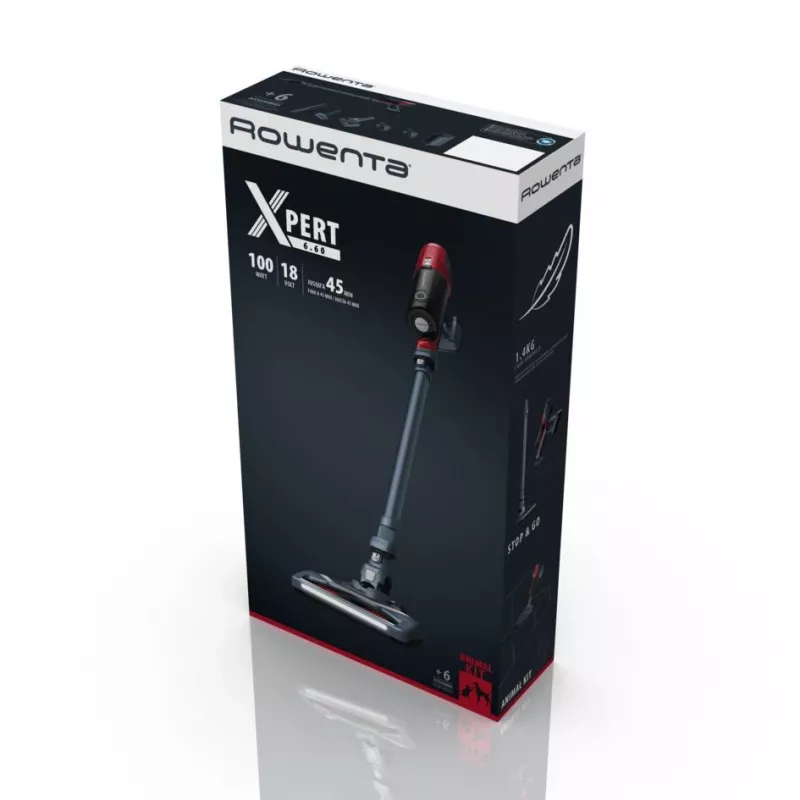 Rowenta RH6878 2-in-1 stick vacuum baterija Dry Cyclonic Bagless 0.55 L 100 W Red, pelēka