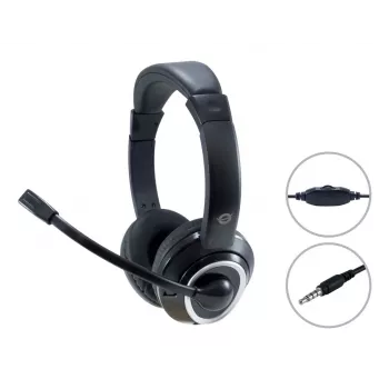 Conceptronic POLONA02B austiņas/headset ar vadu, galvas siksnas, paredzēts spēlēm, melns