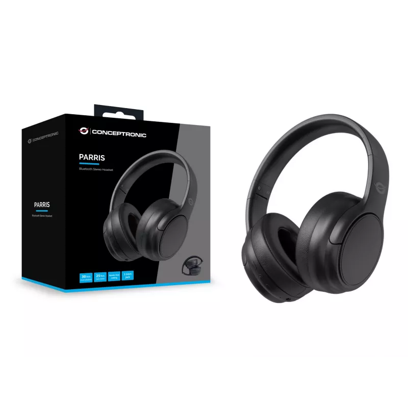 Conceptronic Bluetooth Stereo Headset, ar vadu un bezvadu, 20 - 20000 Hz, zvani/mūzika, 198.5 g, austiņas, melnas