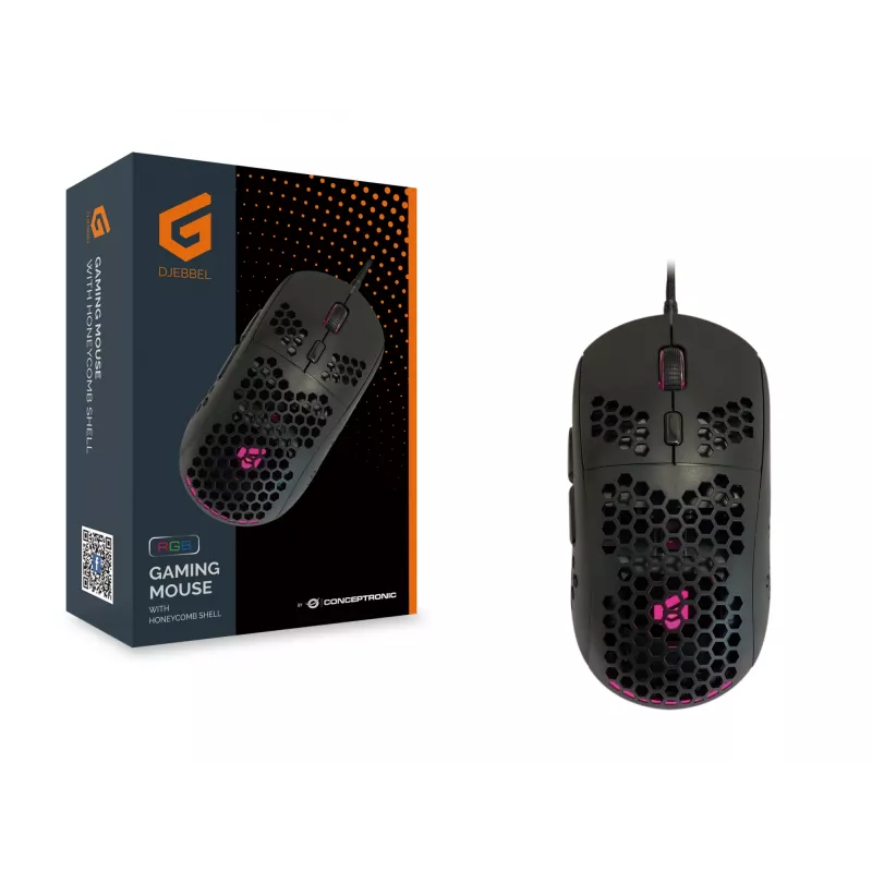 Conceptronic DJEBBEL 6D spēļu pele ar šūnveida korpusu, 6400 DPI