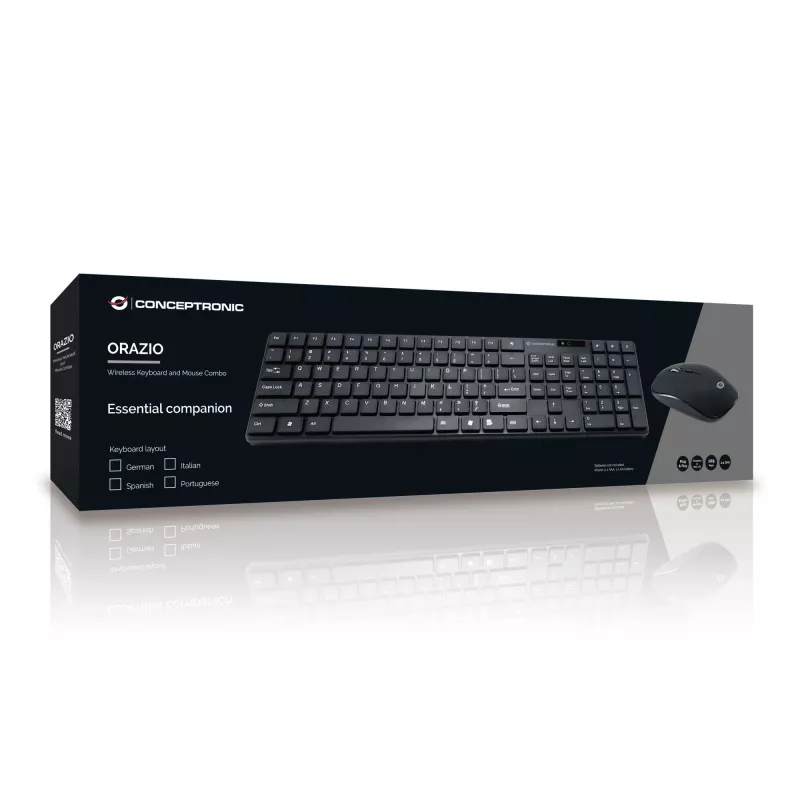 Conceptronic ORAZIO01DE tastatūra Pele iekļauts Mājas RF Bezvadu QWERTZ Vācu Melns