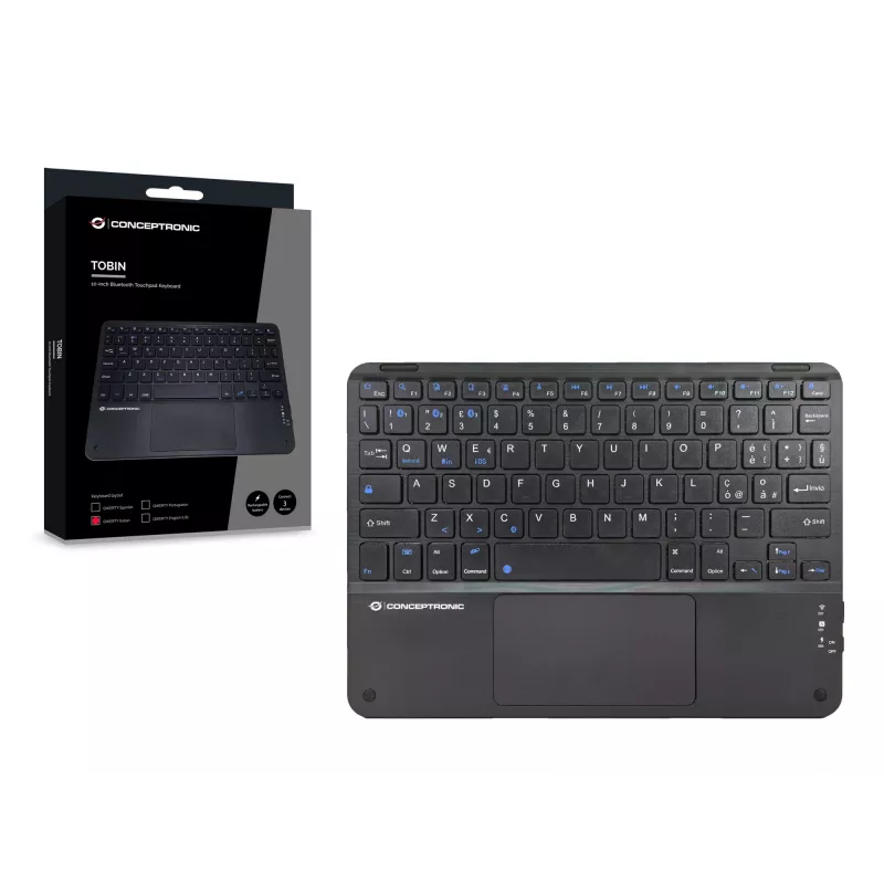 Conceptronic TOBIN01BIT 10 collu Bluetooth skārienpaliktņa tastatūra, QWERTY itāļu