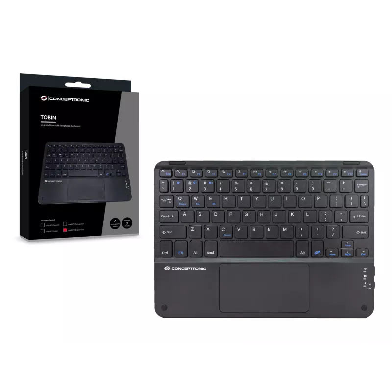 Conceptronic TOBIN01BUS 10 collu Bluetooth skārienpaliktņa tastatūra, QWERTY EN (ASV)