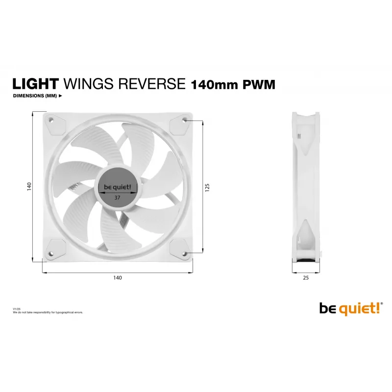 be quiet Light Wings 140 mm PWM Reverse balta datora korpusa ventilators 14 cm 1 gab.