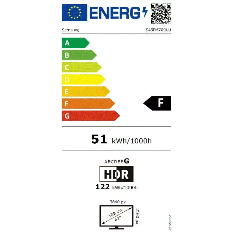 Samsung M7 M70F datora monitors 109,2 cm (43 colli) 3840 x 2160 pikseļi 4K Ultra HD LCD Melns