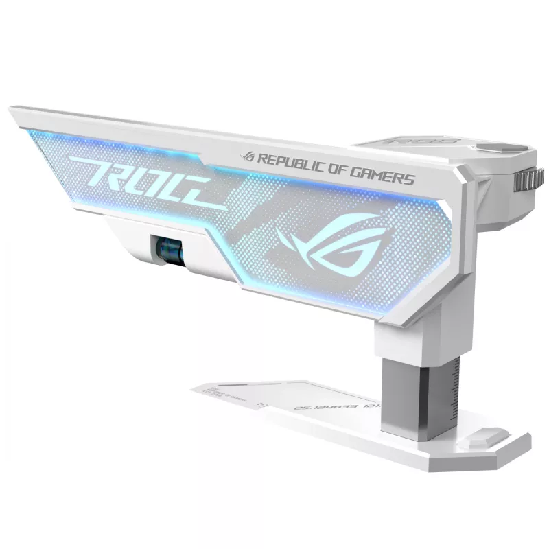 Grafiskās kartes turētājs ASUS ROG Herculx Universal balta — 0,5 m garums, atbalsta 1 GPU, daudzkrāsu apgaismojums