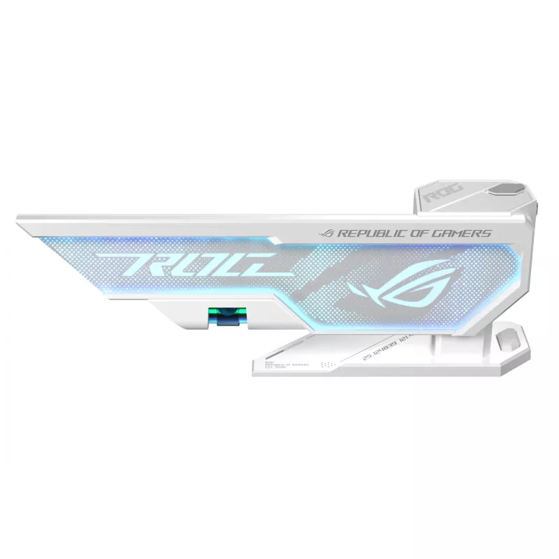 Grafiskās kartes turētājs ASUS ROG Herculx Universal balta — 0,5 m garums, atbalsta 1 GPU, daudzkrāsu apgaismojums