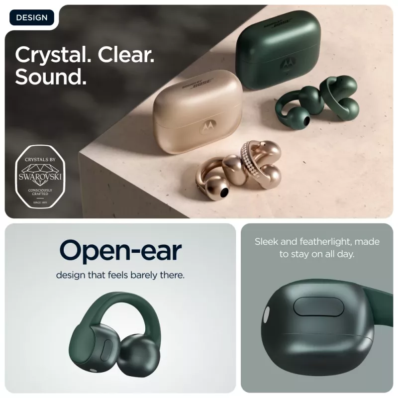 Motorola moto buds loop austiņas ar mikrofonu bezvadu ausu āķis zvani/mūzika/sports/ikdiena zaļa
