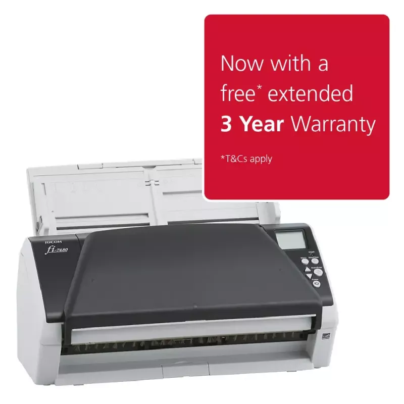 Ricoh fi-7480 ADF skeneris 600 x 600 DPI A3 Pelēks, Balts