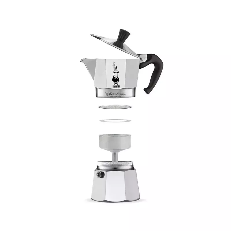 Moka kafijas kanniņa BIALETTI Moka Express 0,2 l alumīnija melna — 3 krūzītes (200 ml), nav piemērota indukcijai