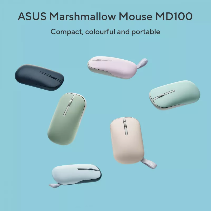 ASUS Marshmallow MD100 pele Birojam Piemērota abām rokām RF Wireless + Bluetooth Optiskais 1600 DPI