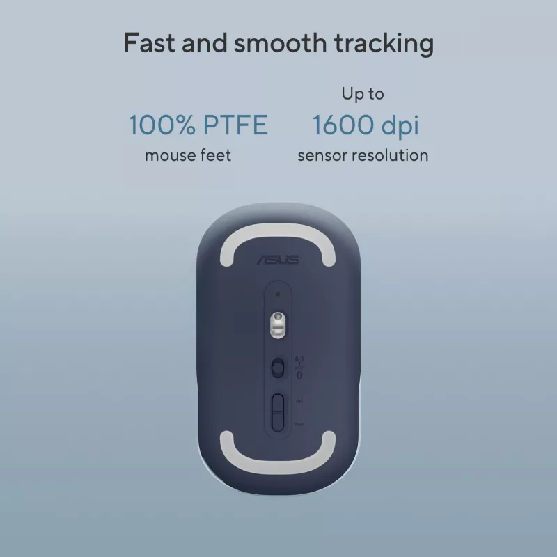 ASUS Marshmallow MD100 pele Birojam Piemērota abām rokām RF Wireless + Bluetooth Optiskais 1600 DPI