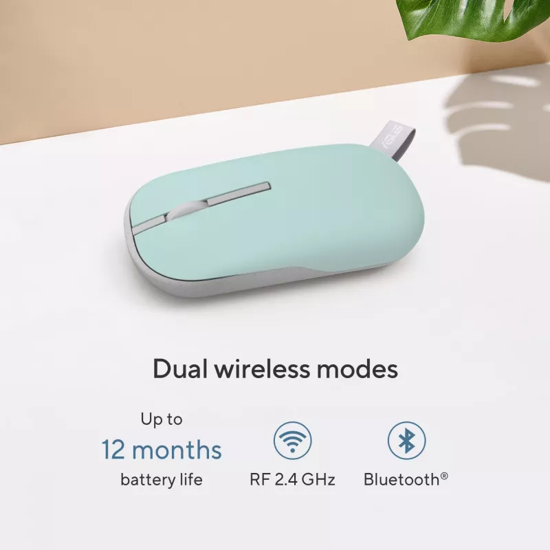 ASUS Marshmallow MD100 pele Birojam Piemērota abām rokām RF Wireless + Bluetooth Optiskais 1600 DPI