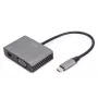 DIGITUS USB-C - mini DP + VGA adapteris, 20 cm 4K/30Hz, sudraba krāsā, alumīnija korpuss