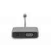 DIGITUS USB-C - mini DP + VGA adapteris, 20 cm 4K/30Hz, sudraba krāsā, alumīnija korpuss