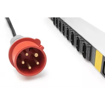 DIGITUS IT BASIC PDU. 3PH. 16A. 24 x C13. 3 x C19 Vertikāla. 3m kabelis. IEC309 3Ph-16A spraudnis