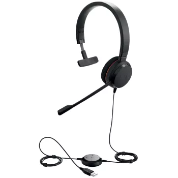 Jabra EVOLVE 20 MS Mono, vadu, birojam/zvanu centram, 150 - 7000 Hz, 142 g, austiņas, melnas