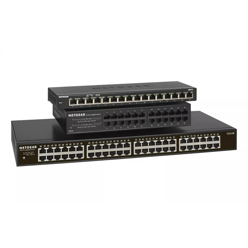 NETGEAR GS348 nevadāms Gigabit Ethernet (10/100/1000) 1U melns