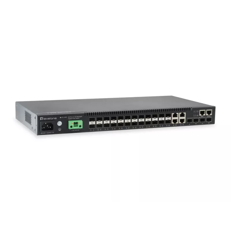 LevelOne KILBY 28-Port L3 Lite Managed Gigabit Fiber Switch, 4 x 10GbE SFP+, 4 x Gigabit SFP/RJ45 Combo
