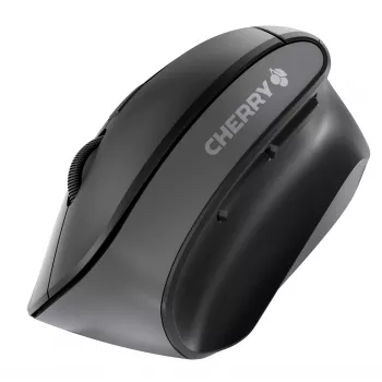 CHERRY MW 4500 Bezvadu 45 grādu pele, melna, USB, labās rokas, vertikāls dizains, optiska, RF bezvadu, 1200 DPI, melna