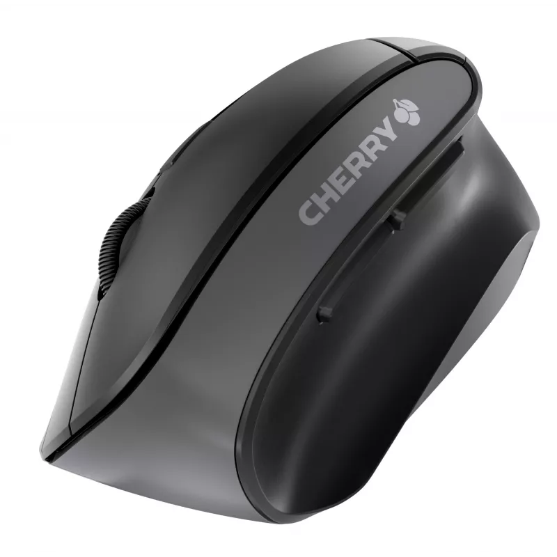 CHERRY MW 4500 Bezvadu 45 grādu pele, melna, USB, labās rokas, vertikāls dizains, optiska, RF bezvadu, 1200 DPI, melna