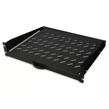 DIGITUS 2U izvelkamais plaukts skapjiem no 450 mm dziļuma 88x483x352 mm, līdz 30 kg, melns (RAL 9005)