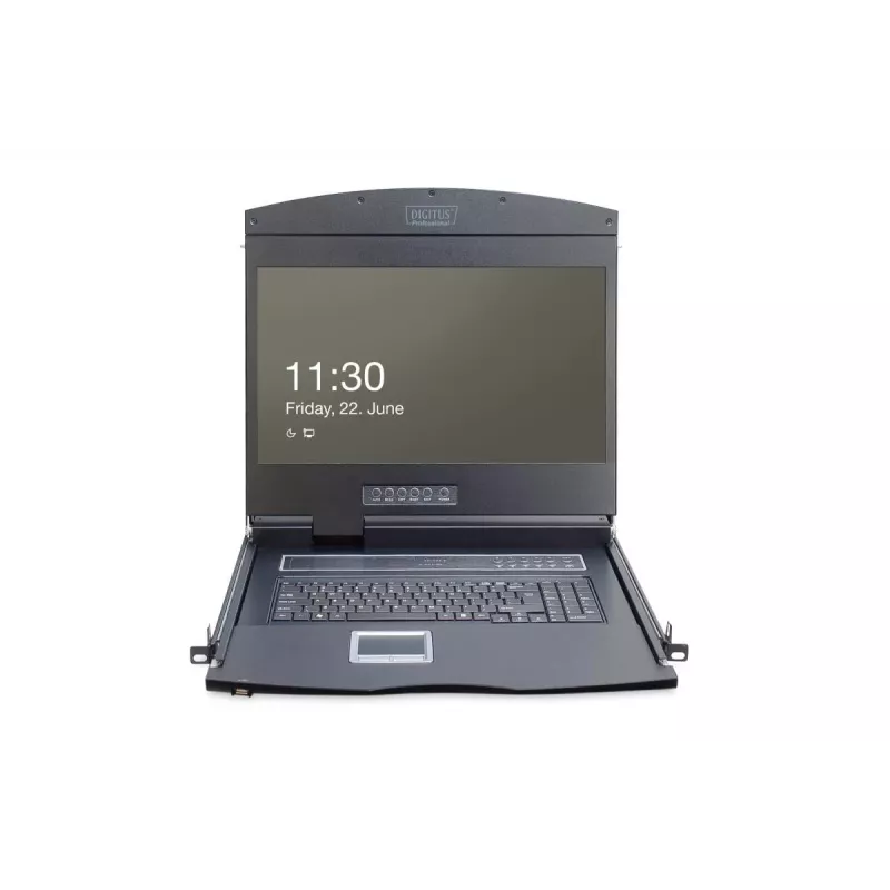 DIGITUS Modularizēta 48,3 cm (19 collu) TFT konsole ar 1 porta KVM, RAL 9005 melna - Qwertzu vācu