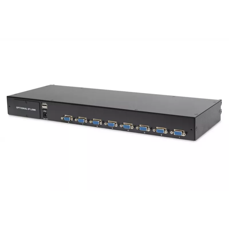 DIGITUS Modularizēta 43,2 cm (17 collu) TFT konsole ar 8 portu KVM RAL 9005 melna - Qwertzu vācu