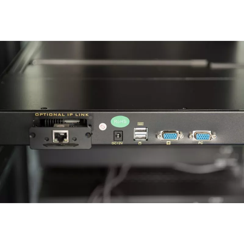 DIGITUS Modularizēta 43,2 cm (17 collu) TFT konsole ar 8 portu KVM RAL 9005 melna - Qwertzu vācu