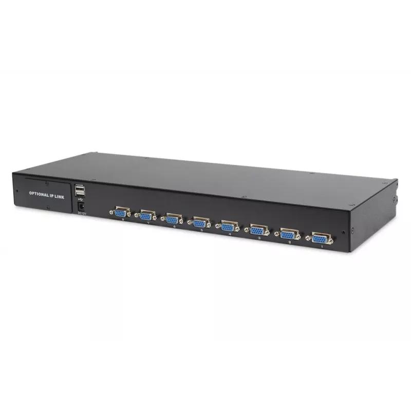 DIGITUS Modulāra 48,3 cm (19 collu) TFT konsole ar 8 portu KVM, RAL 9005 melna - Qwertzu vācu