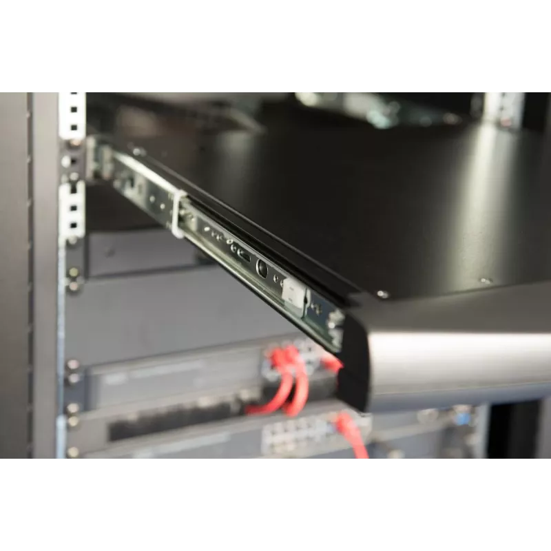 DIGITUS Modularized 48.3cm (19in) TFT console with 8 port Cat.5 KVM, RAL 9005 Melns - Qwertzu German