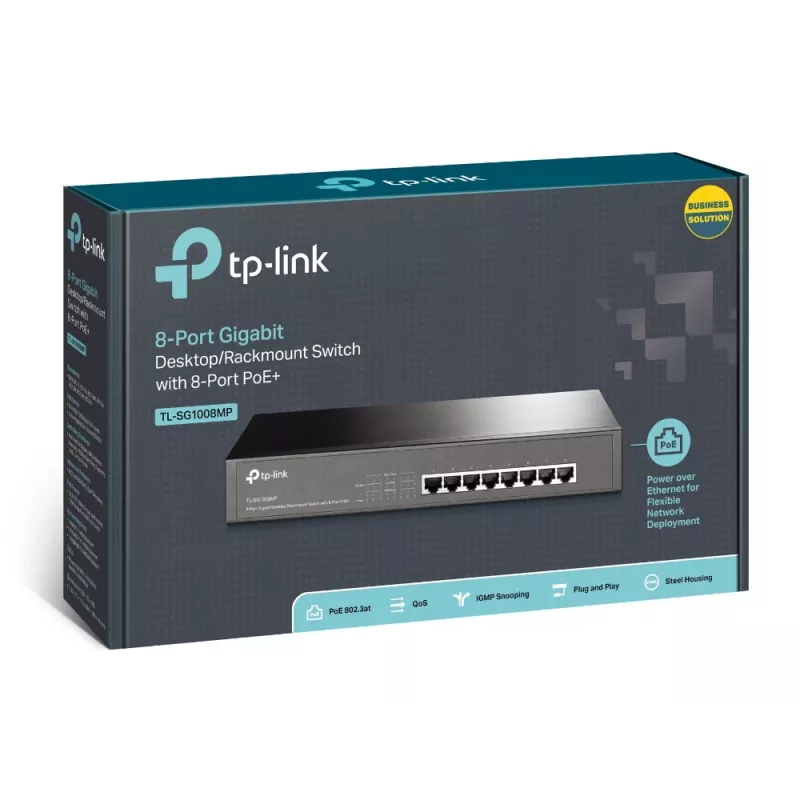 TP-Link TL-SG1008MP Nevadāms Gigabit Ethernet (10/100/1000) Power over Ethernet (PoE) 1U Melns