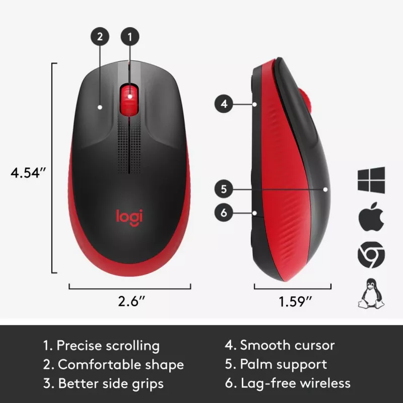 Pele Logitech M190 Bezvadu USB Sarkana
