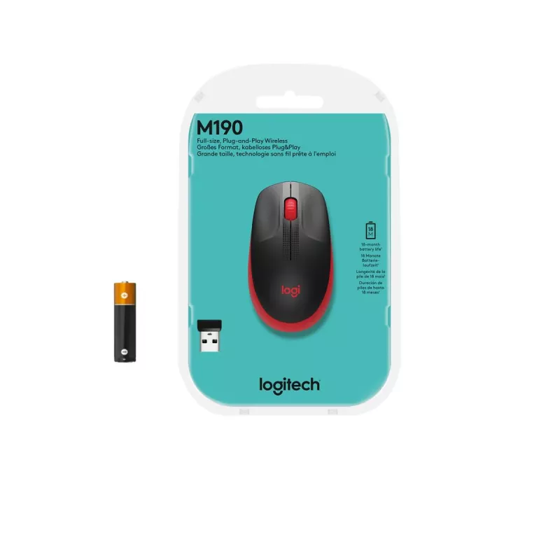 Pele Logitech M190 Bezvadu USB Sarkana
