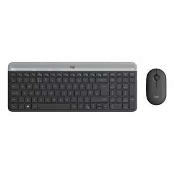 LOGITECH plāns bezvadu tastatūras un peles komplekts Mk470 - grafīta krāsa - Deutsch Qwertz