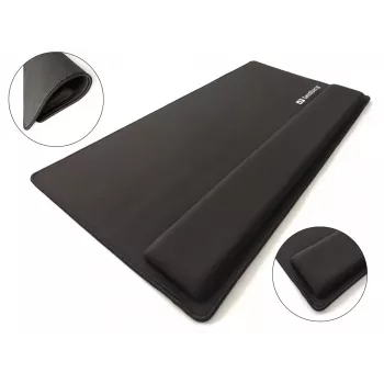Sandberg Desk Pad Pro XXL, melns, vienkrāsains, plaukstas balsts, neslīdoša pamatne, spēļu peļu paliktnis