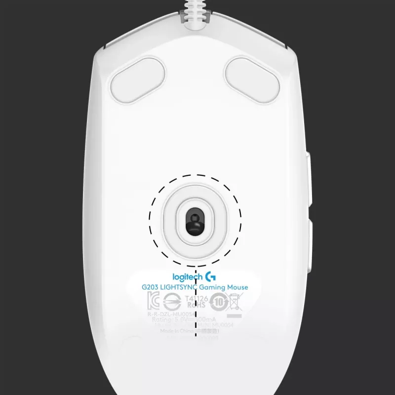 LOGITECH G203 Lightsync Gaming pele USB balta