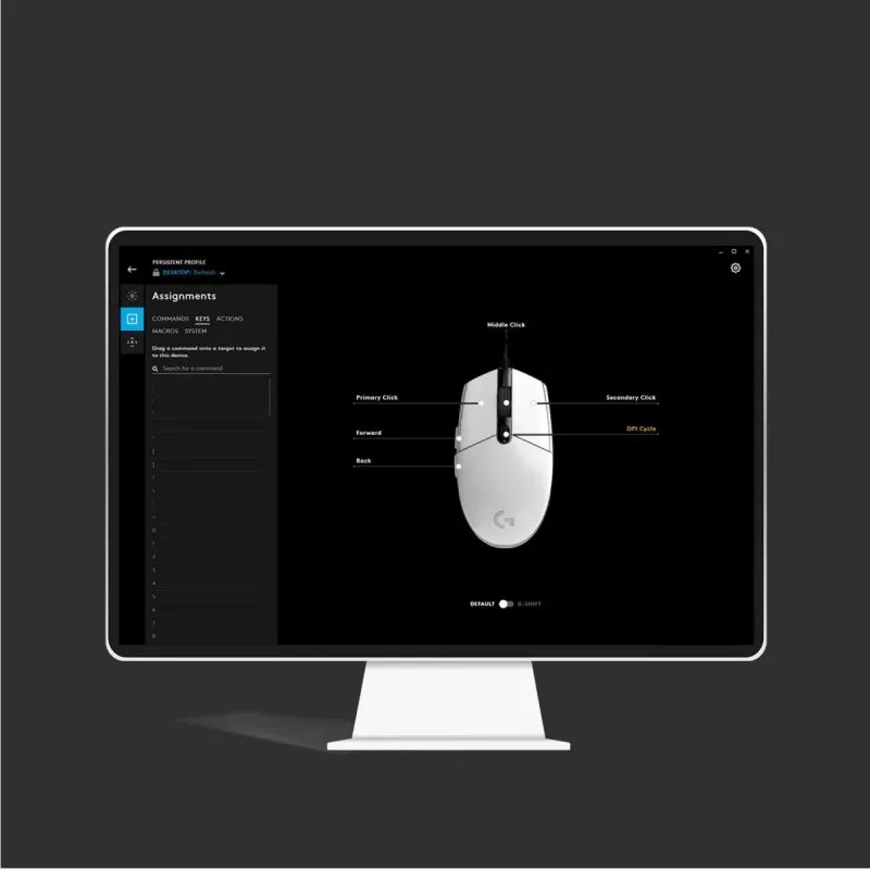 LOGITECH G203 Lightsync Gaming pele USB balta
