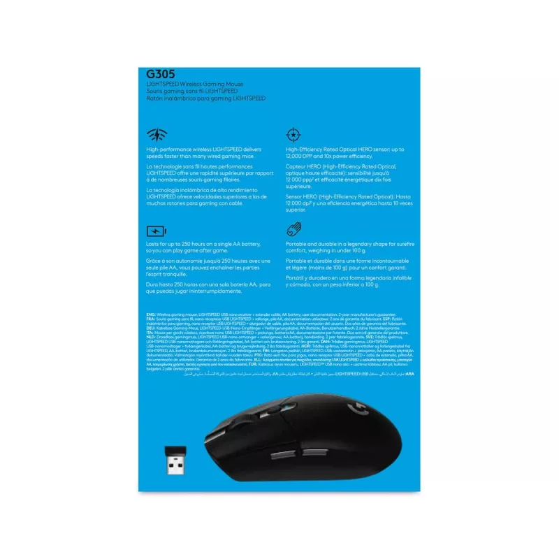 LOGITECH G305 Lightspeed bezvadu spēļu pele melna Ewr 2