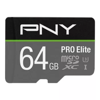 PNY Micro-sd Pro Elite 64GB Class 10 Uhs-i U3 A1 V30 Sd Adapteris