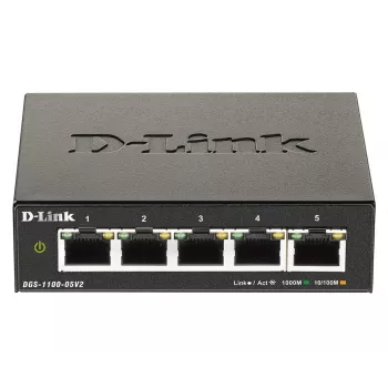 D-Link DGS-1100-05V2/E tīkla slēdzis pārvaldāms L2 Gigabit Ethernet (10/100/1000) Melns