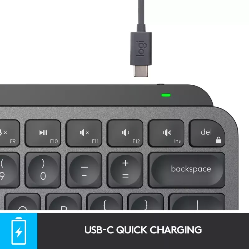LOGITECH Minimālisma bezvadu izgaismotā tastatūra - MX KEYS MINI - Grafīts - Qwertz Deutsch