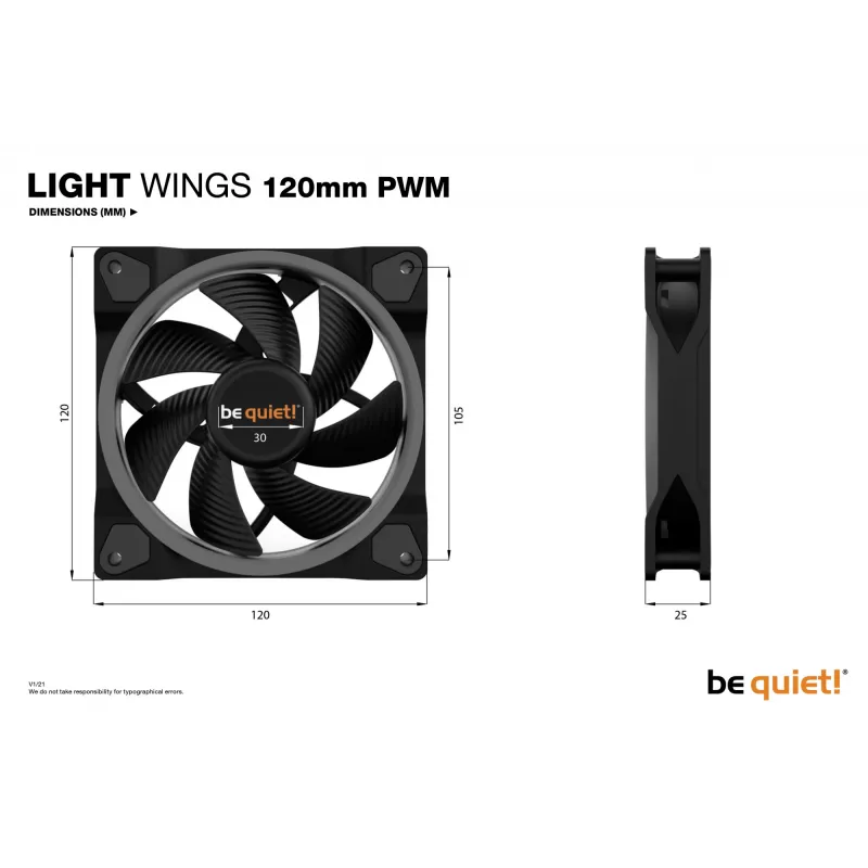 be quiet Light Wings 120mm ARGB PWM ventilators, melns