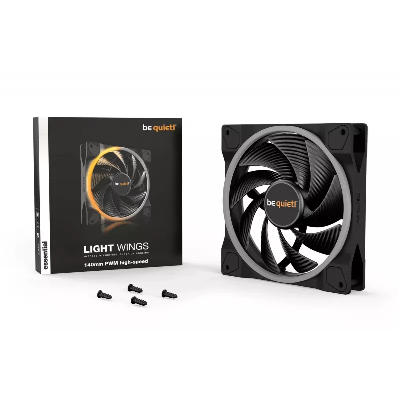 be quiet! Light Wings 140mm ARGB PWM High Speed ventilators, melns