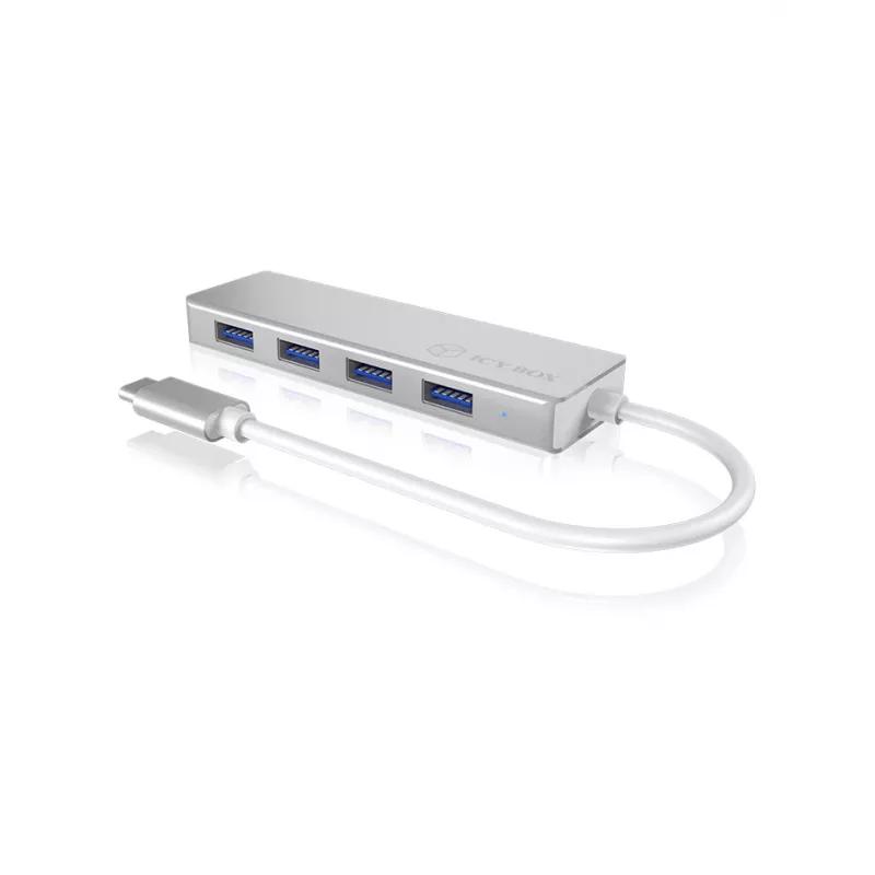 ICY BOX IB-HUB1425-C3 USB 3.2 Gen 1 (3.1 Gen 1) Type-C 5000 Mbit/s Sudraba