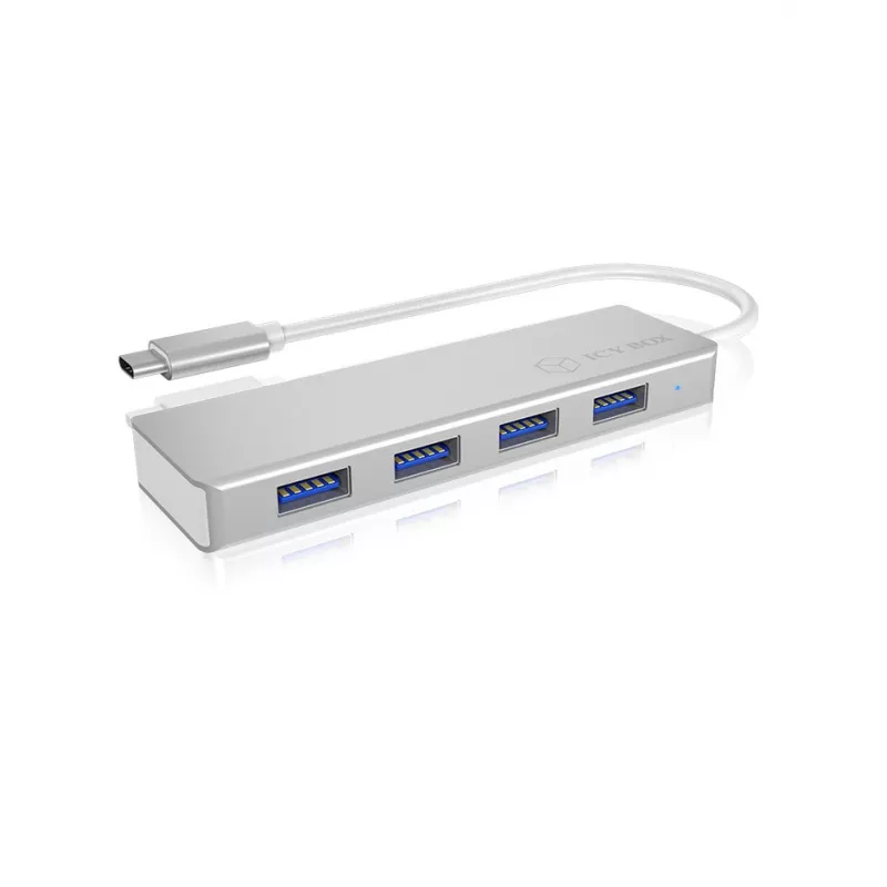 ICY BOX IB-HUB1425-C3 USB 3.2 Gen 1 (3.1 Gen 1) Type-C 5000 Mbit/s Sudraba