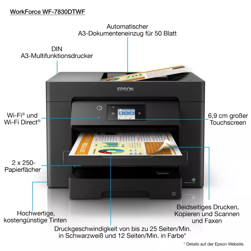 Epson WorkForce WF-7830DTWF tintes printeris A3 4800 x 2400 DPI Wi-Fi