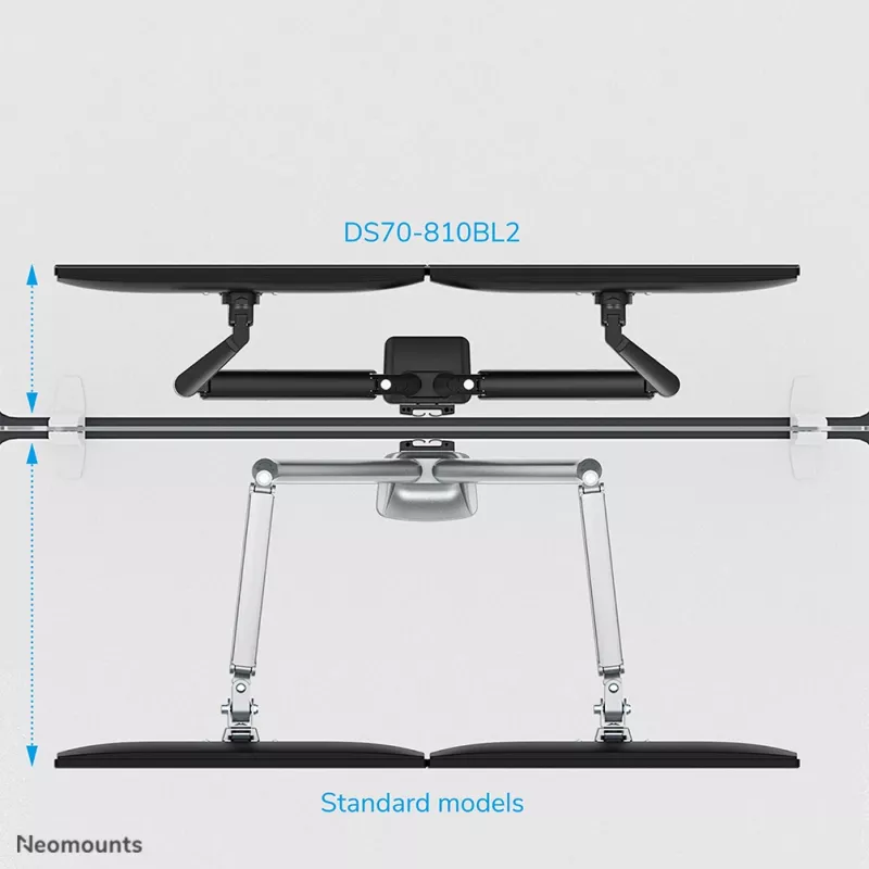 Neomounts DS70-810BL2 Monitors stiprinājuma roka 17-32 collas - gāzes atspere - vietas taupīšana - 180°-stop