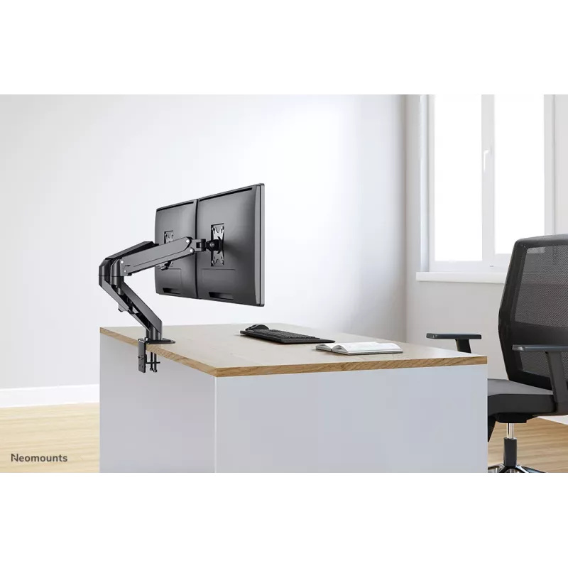 Neomounts DS70-700BL2 monitora plecs 17–27 collas - gāzes atspere, skava, 7 kg, 43,2 cm (17 collas), 68,6 cm (27 collas), 100 x 100 mm, melns