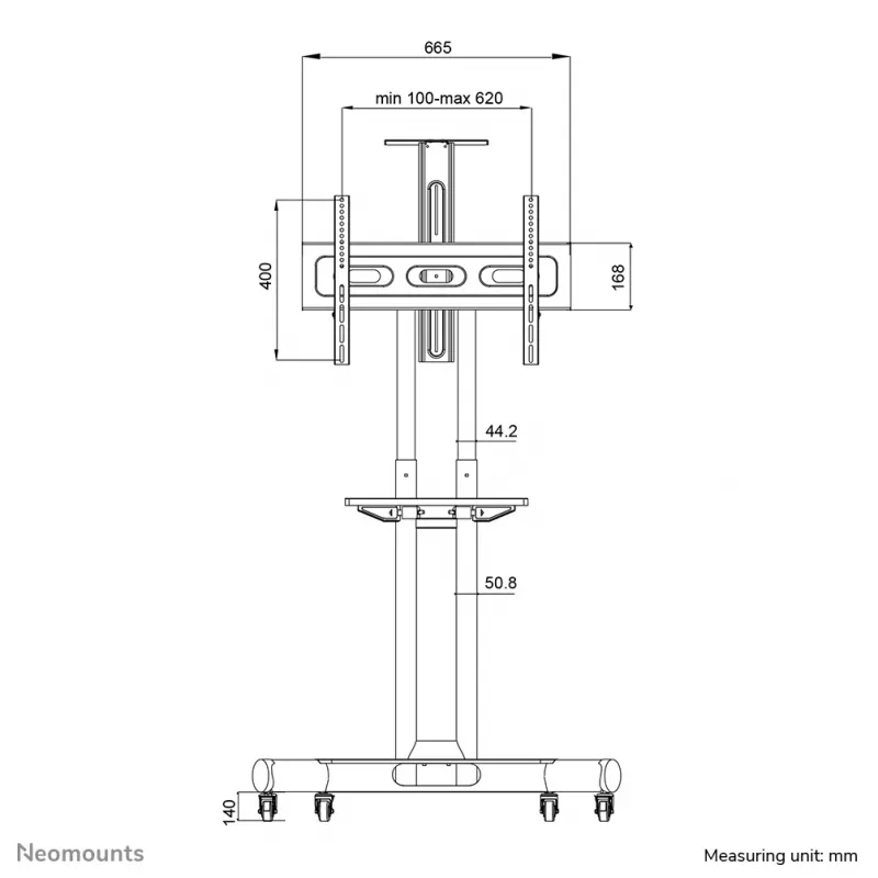 Neomounts NM-M1700Melns TV trolley 32-75 inch, Melns, Fixed floor stand, Steel, 50 kg, 81.3 cm (32 inch), 190.5 cm (75 inch)